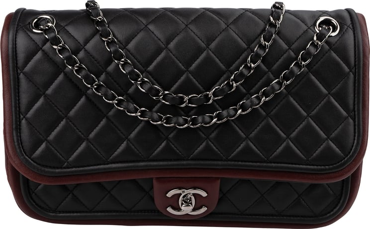 Chanel Chanel Quilted Lambskin Bicolor Jumbo Single Flap Shoulder Bag
