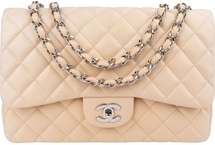 Chanel Chanel Quilted Lambskin Palladium Jumbo Single Flap Crossbody Bag