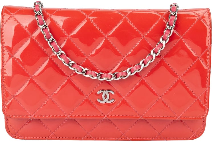 Chanel Chanel Quilted Patent Leather Wallet on Chain Crossbody Bag