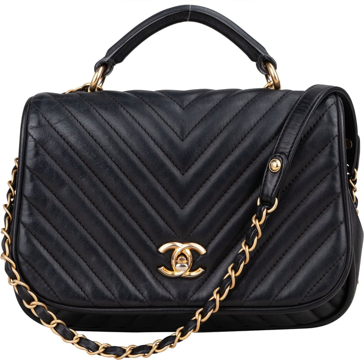 Chanel Chanel Quilted Chevron Lambskin Single Flap 2Way Crossbody Handbag