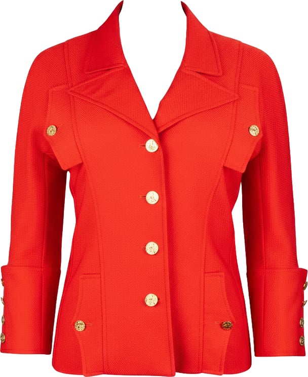 Chanel Chanel Rouge Cotton Gold Tone Button Jacket (DE32 / FR34)
