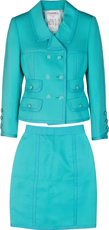 Chanel Chanel Turquoise Cotton Jacket Costume Set (DE36 / FR38)