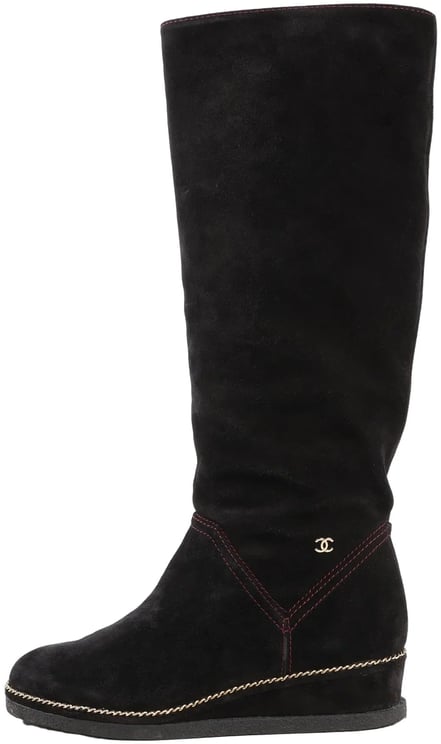 Chanel Chanel Coco Mark Chain 15B Suede Long Boots in Black G31295, Size 36 EU