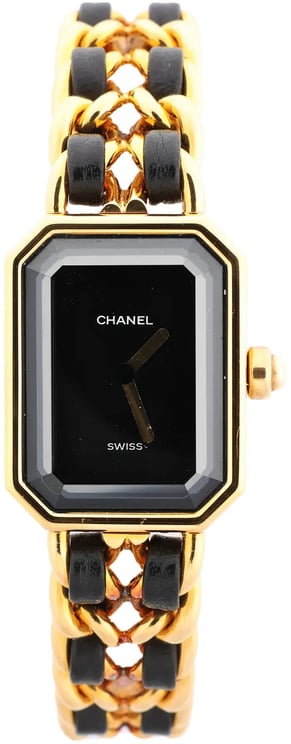 Chanel Chanel Premiere L AG70349 GP & Leather QZ Watch with Black Dial
