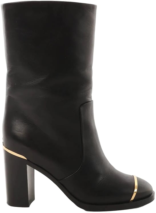 Chanel Chanel Coco Mark Leather Boots in Black x Gold G28737, Size 37C EU