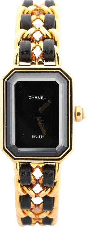 Chanel Chanel Premiere L AG70349 GP & Leather QZ Watch with Black Dial