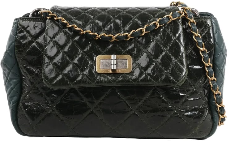 Chanel Chanel Reissue Accordion Quilted Leather Mix Shoulder Bag in Green