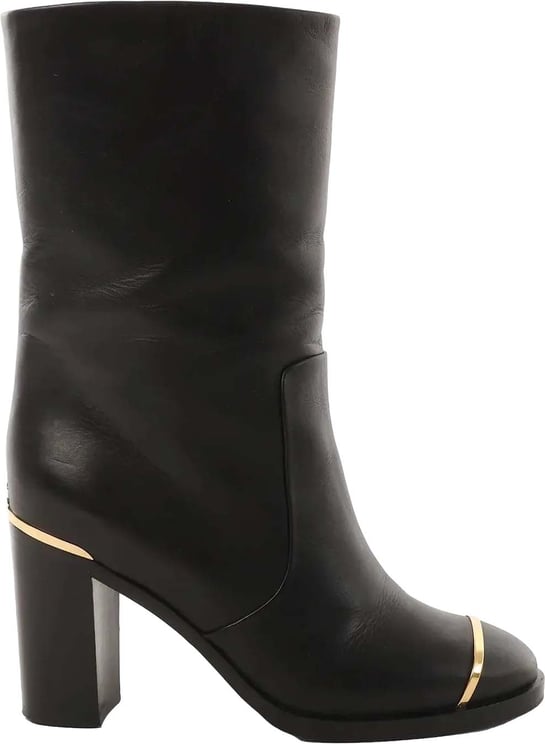 Chanel Chanel Coco Mark Leather Boots in Black x Gold G28737, Size 37C EU