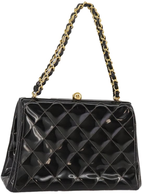 Chanel Chanel Vintage Chain Frame Bag Quilted Patent Small