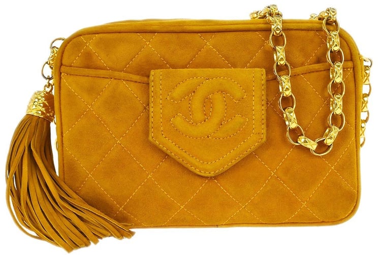 Chanel Chanel Vintage Front Pocket Camera Bag Quilted Suede Mini