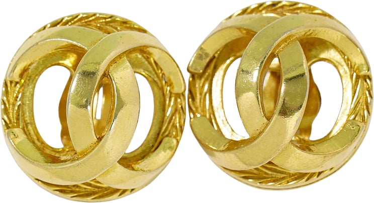 Chanel Chanel Vintage CC Round Cutout Clip-On Metal small