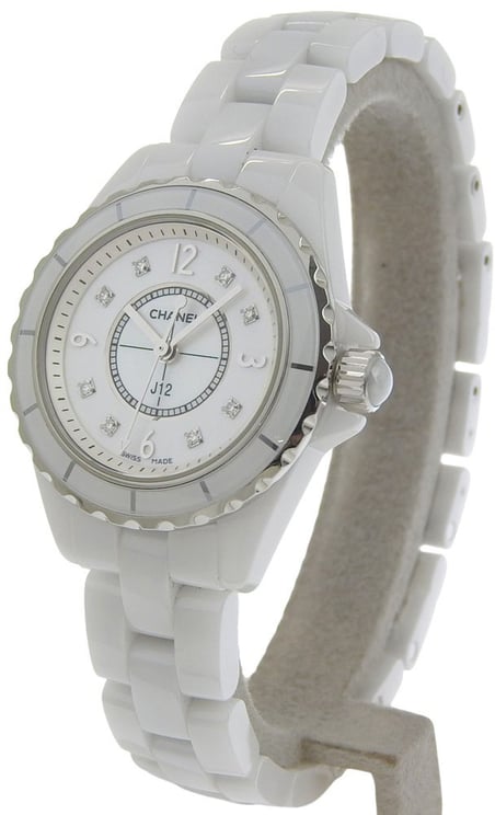 Chanel Chanel J12 Automatic Watch Ceramic and Stainless Steel with Diamond Markers and Mother of Pearl 29
