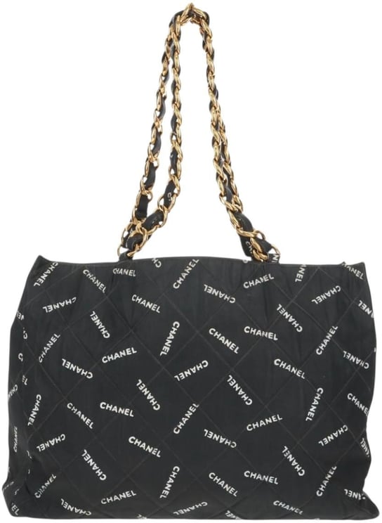 Chanel Chanel Logo Shopping Tote Quilted Printed Canvas Large