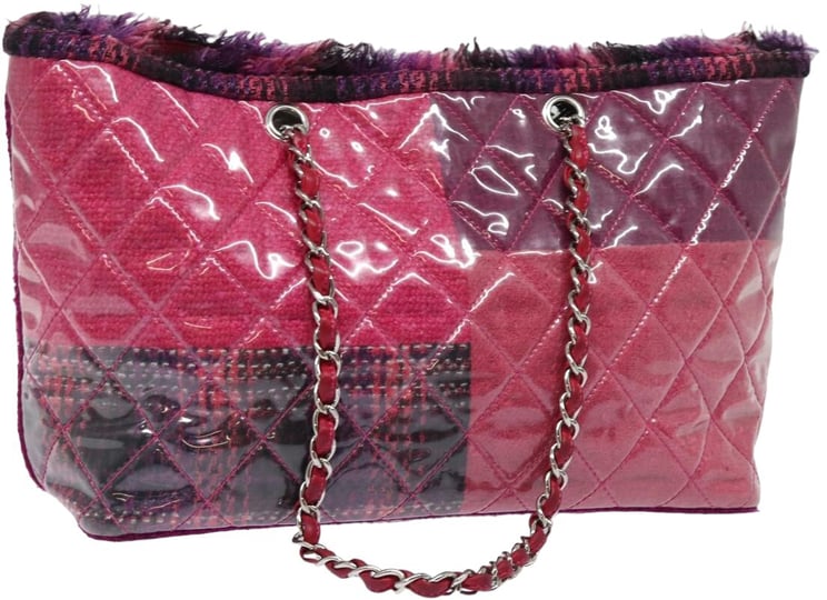 Chanel Chanel Funny Tweed Patchwork Tote Quilted Vinyl Small