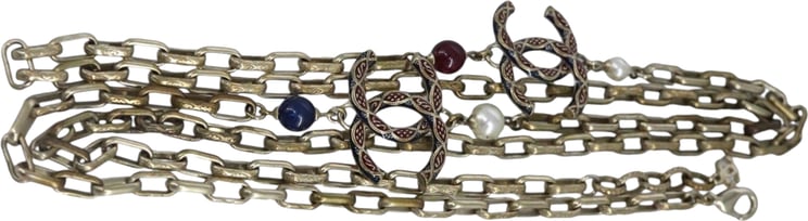 Chanel Chanel Vintage Double Strand CC Pendant Necklace Metal with Crystals