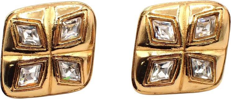 Chanel Chanel Vintage CC Diamond Shape Clips-On Earrings Gold-Plated