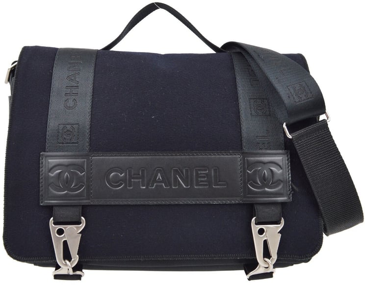 Chanel Chanel Sport Line Flap Messenger Bag Wool and Nylon Small