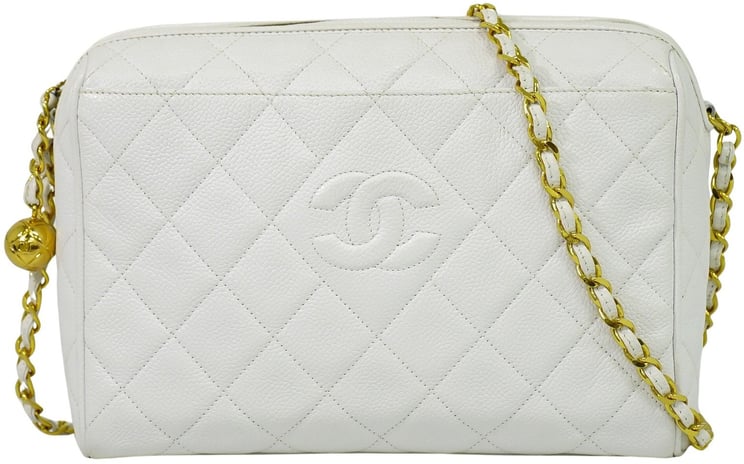Chanel Chanel Vintage Diamond CC Camera Shoulder Bag Quilted Caviar Medium