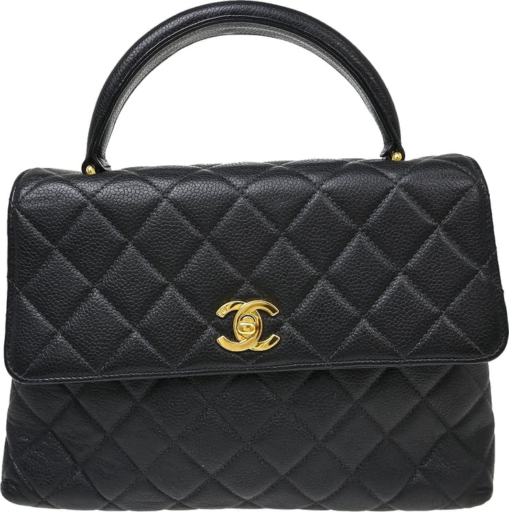 Chanel Chanel Vintage Classic Top Handle Flap Bag Quilted Caviar Medium