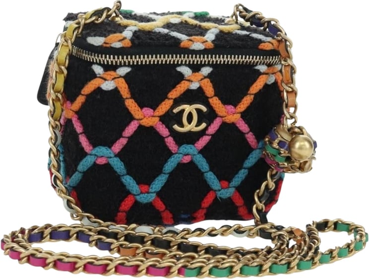 Chanel Chanel Pearl Crush Vanity Case with Chain Quilted Multicolor Tweed Small