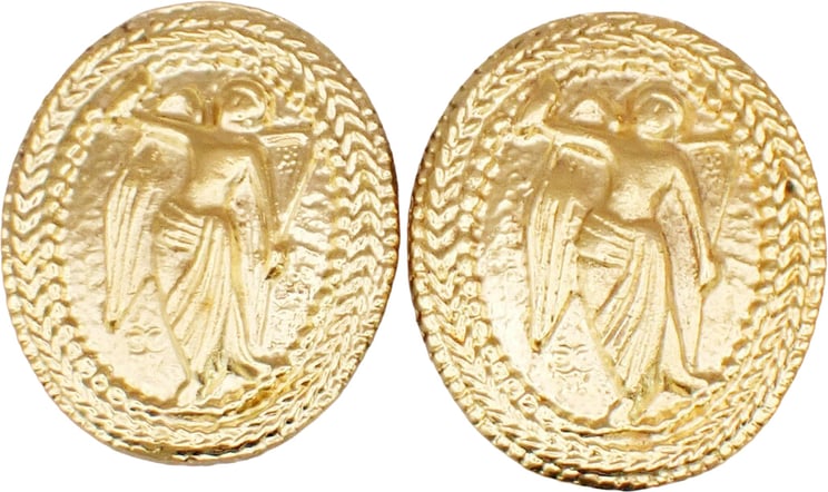 Chanel Chanel clips bouton ovale ange logo Gold-plated