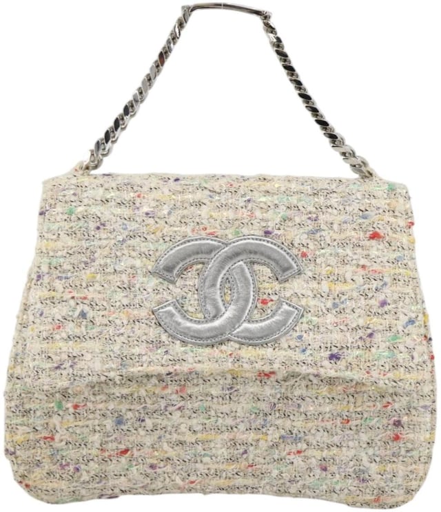 Chanel Chanel Vintage CC Chain Top Handle Bag Quilted Tweed Small