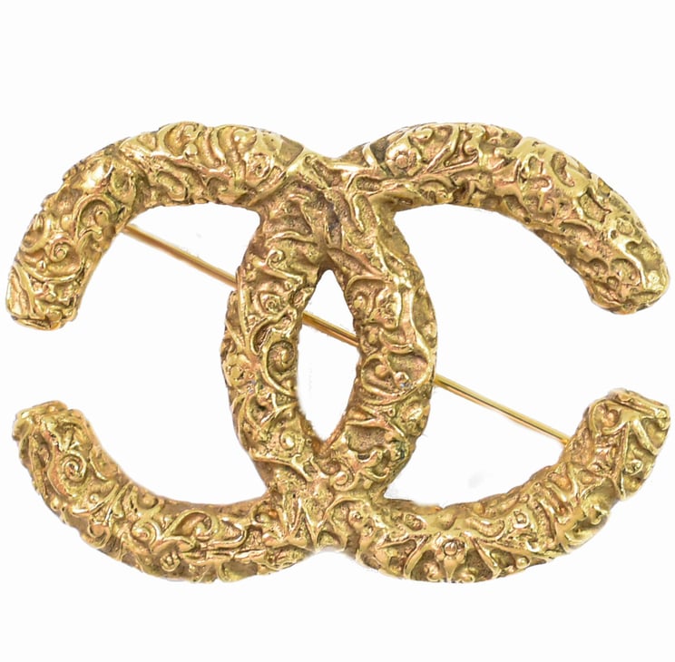 Chanel Chanel CC Brooch Textured Metal