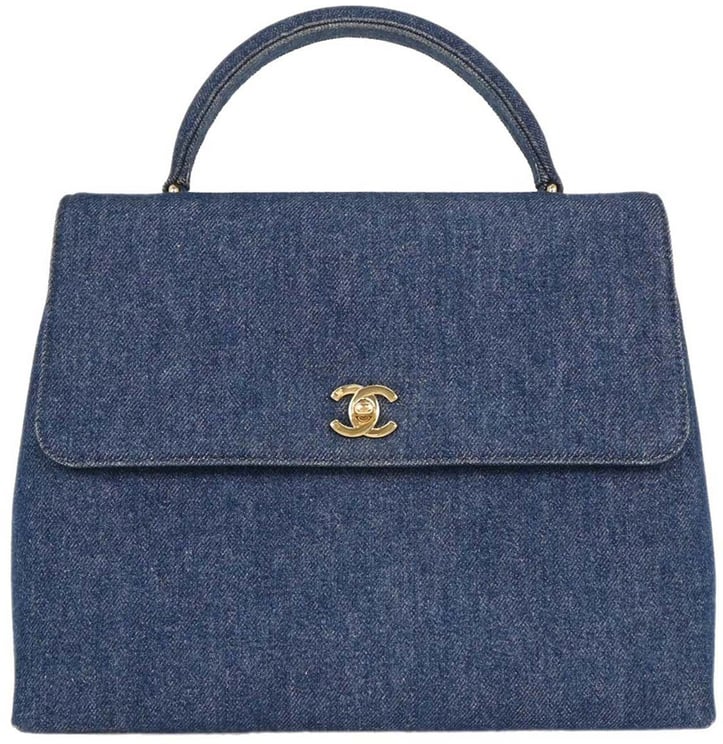 Chanel Chanel Vintage Classic Top Handle Flap Bag Denim Jumbo 30 x 20 x 10