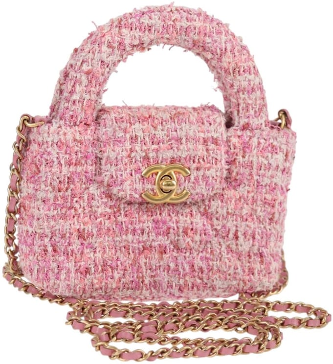 Chanel Chanel Kelly Top Handle Shopping Bag Quilted Tweed Nano