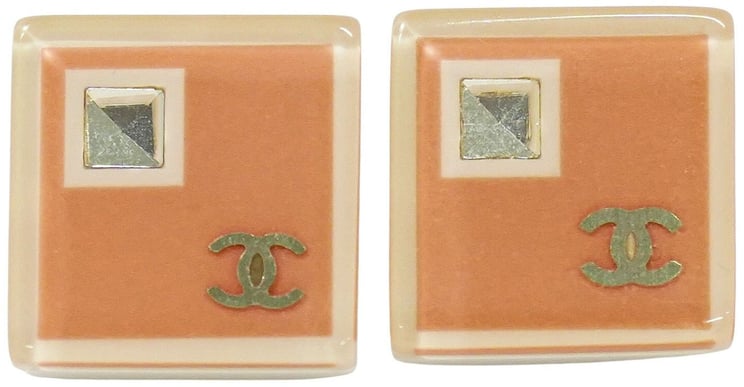 Chanel Chanel CC Square Stud Earrings Resin and Metal