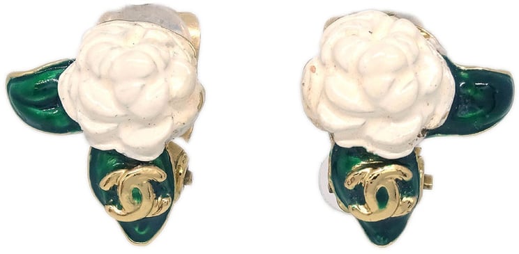 Chanel Chanel Vintage CC Camellia Clip-On Earrings Metal