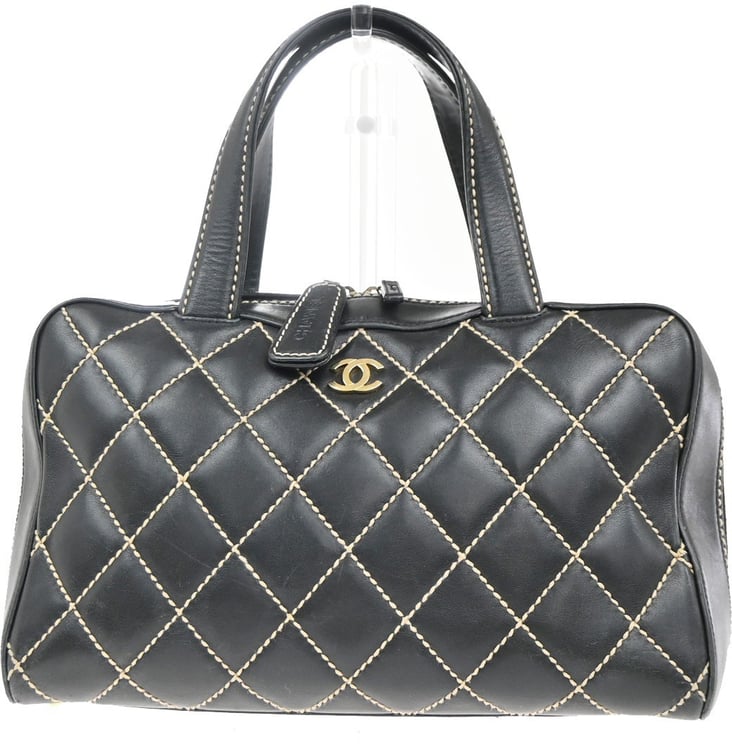 Chanel Chanel Surpique Boston Bag Quilted Leather Large