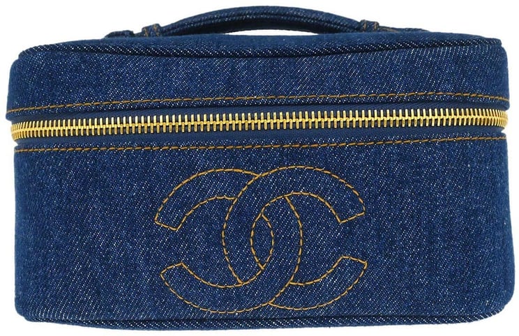 Chanel Chanel Vintage Timeless Cosmetic Case Denim Small