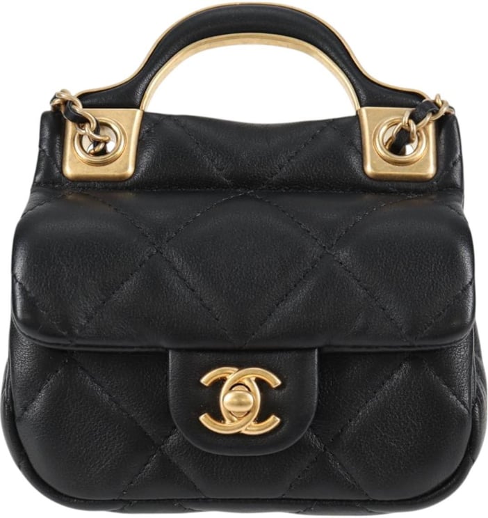 Chanel Chanel Lady Handle Flap Card Holder on Chain Quilted Calfskin