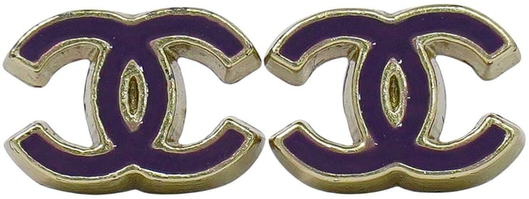 Chanel Chanel CC Stud Earrings Metal Small