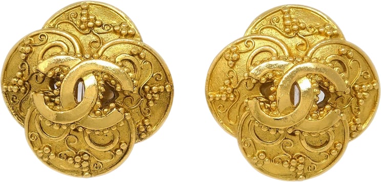 Chanel Chanel Clover Round Clip-On Earrings Metal