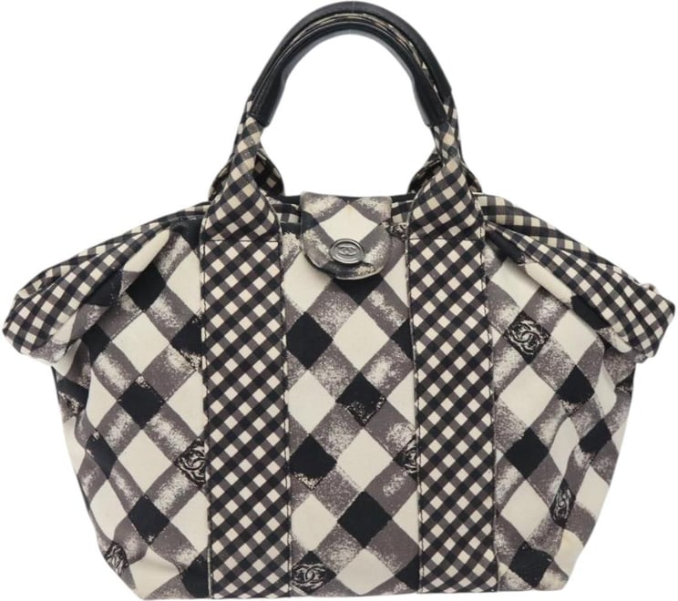 Chanel Chanel Top Handle Satchel Gingham Print Canvas Small