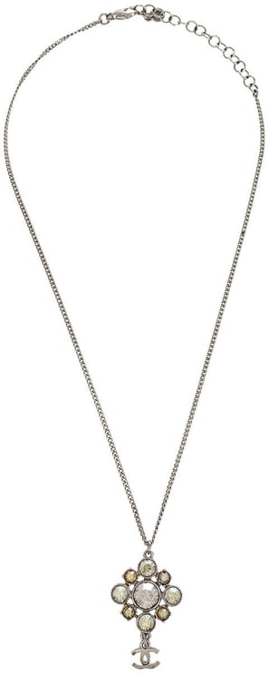 Chanel Chanel CC Cluster Drop Pendant Necklace Metal with Crystals