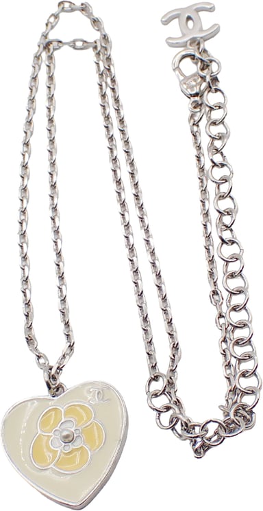 Chanel Chanel CC Heart Pendant Necklace Faux Pearls with Resin, Metal and Crystals