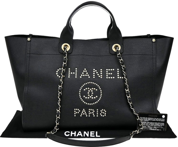 Chanel Chanel Deauville Tote Studded Caviar Medium