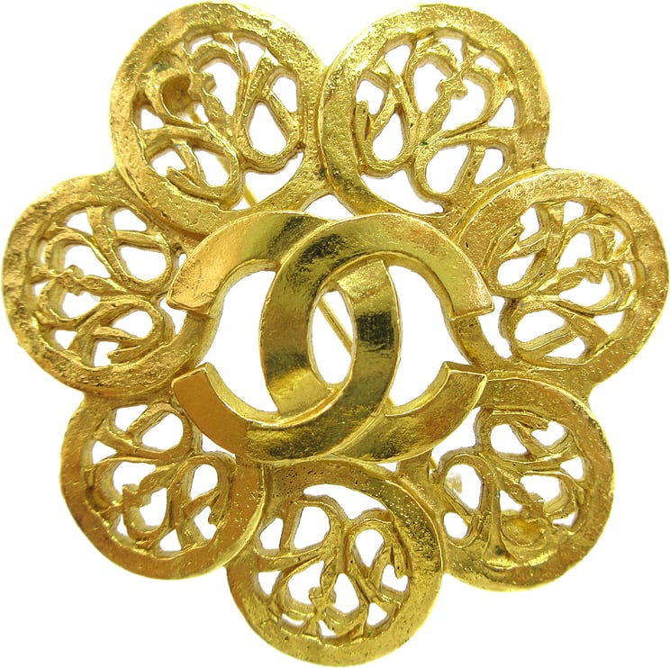 Chanel Chanel Vintage CC Flower Textured Metal