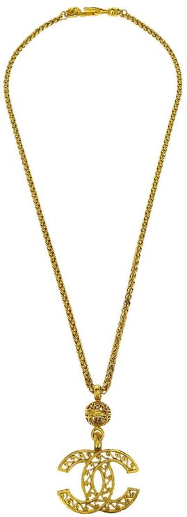 Chanel Chanel Vintage Giant CC Pendant Long Necklace Metal