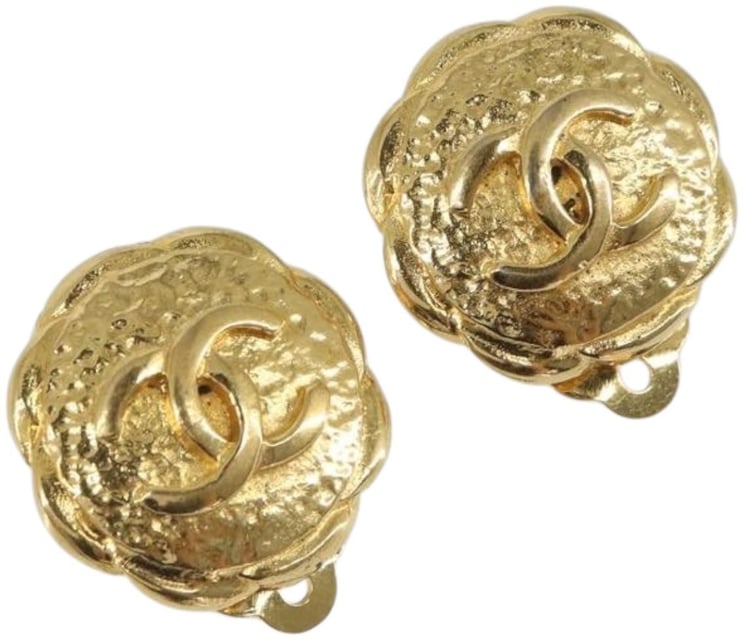Chanel Chanel Vintage Round CC Clip-On Earrings Metal