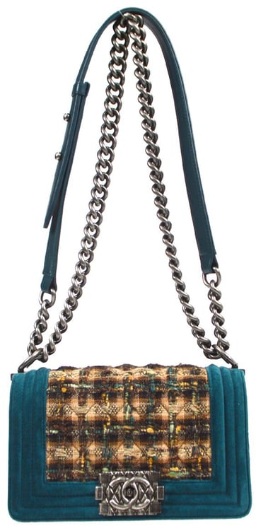 Chanel Chanel Boy Flap Bag Quilted Tweed with Velvet Small