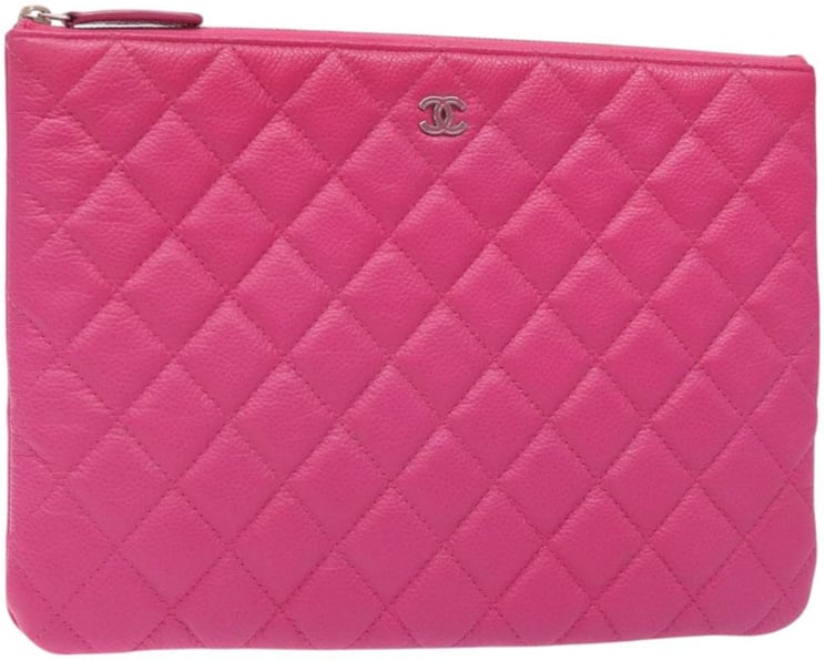 Chanel Chanel O Case Clutch Quilted Caviar Medium