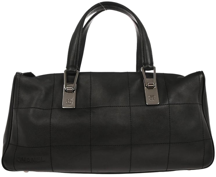 Chanel Chanel Square Stitch CC Boston Bag Quilted Leather Large