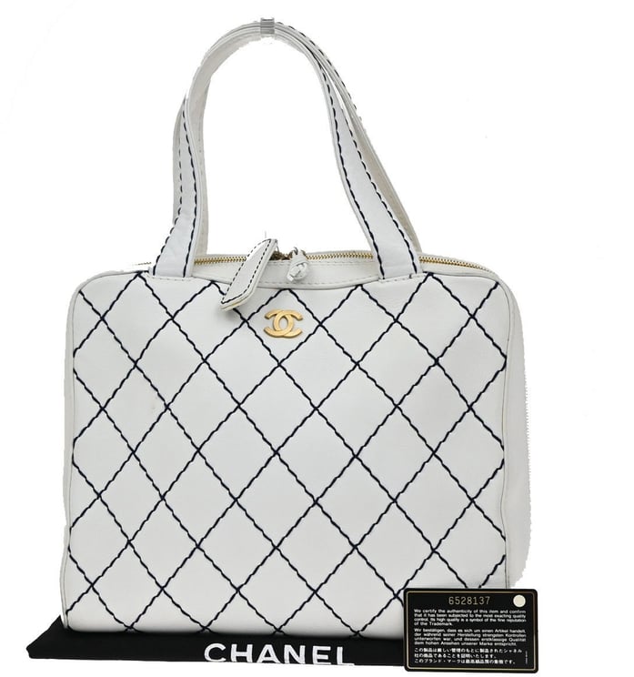Chanel Chanel Surpique Zip Around Satchel Quilted Leather Medium