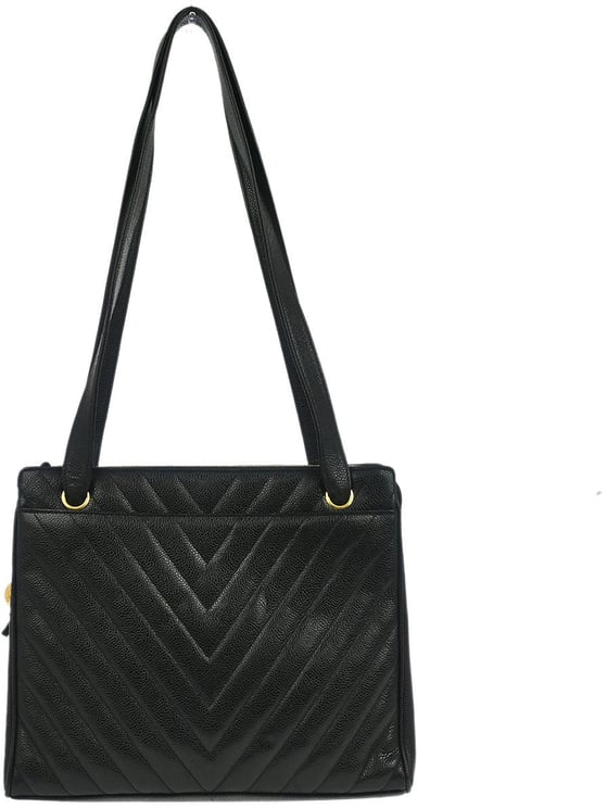 Chanel Chanel Vintage Zip Shoulder Bag Chevron Caviar Medium