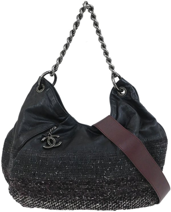 Chanel Chanel Coco Pleats Hobo Leather and Tweed Large