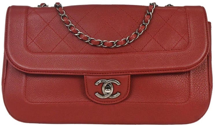 Chanel Chanel Vintage Chain Flap Bag Quilted Caviar Medium